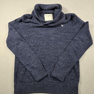 Abercrombie & Fitch Men's Small Blue Black Cowl Neck Sweater Embroidered Logo